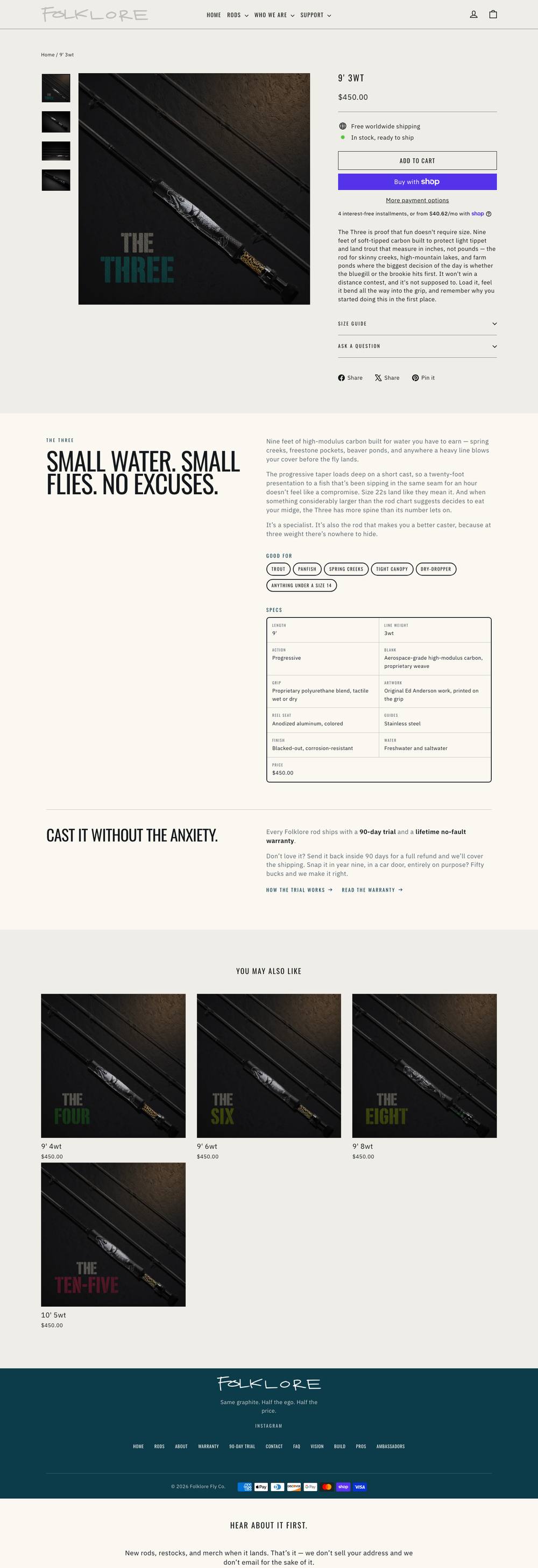Live 9 foot 3 weight product page, 7 October