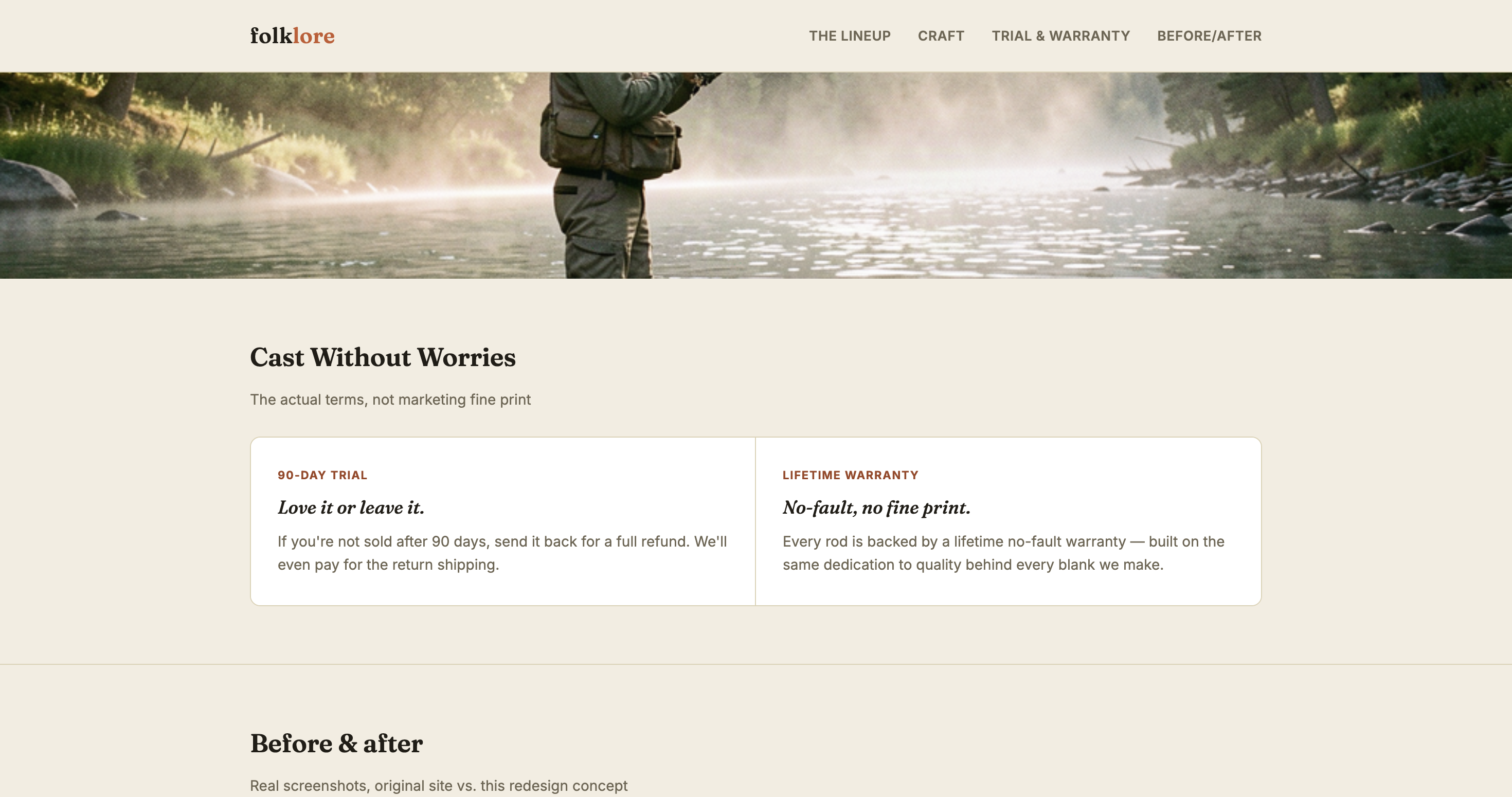 Redesigned trial and warranty section